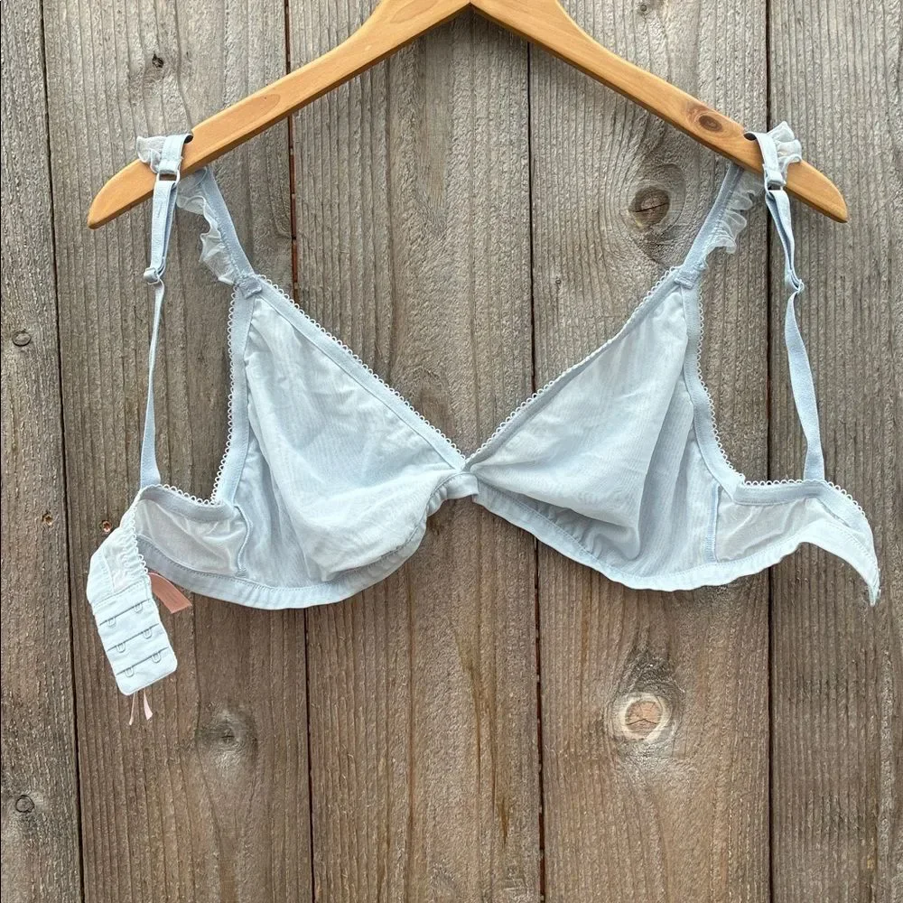 Victoria’s Secret Tease 3D Blue Butterfly Embroidered Unlined Triangle Bralette